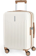 BAGSMART 20" Spinner Carry-On, PC Hardside Expandable, TSA Lock, Beige