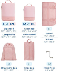 BAGSMART Hanging Compression Packing Cubes 6 Set Cruise Travel Essentials