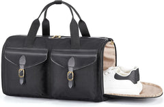 BAGSMART Duffel Bag for Women, Vintage Weekender Bag, Overnight Gym Carry on Personal Item for Travel, Black, Water-Resistant, 18.9x9.6x11.8 Inches