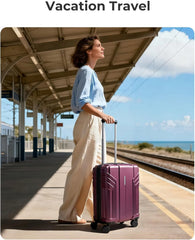 BAGSMART Expandable Carry On Luggage 22x14x9 Airline Approved, Purplish Red