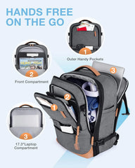 BAGSMART 37L Expandable Travel Backpack Compression Carry On Daypack