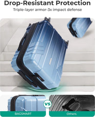 BAGSMART Expandable Carry On Luggage 22x14x9 Airline Approved,Gradient Blue