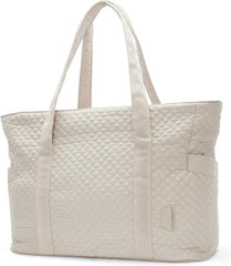 BAGSMART Crush Tote Bag for Women, 20L Puffer Work Tote with Zipper, Travel Essentials Quilted Nurse Hospital Bag