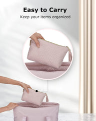 BAGSMART Small Makeup Bag with Tassel, Soft Cosmetic Pouch 8.7"