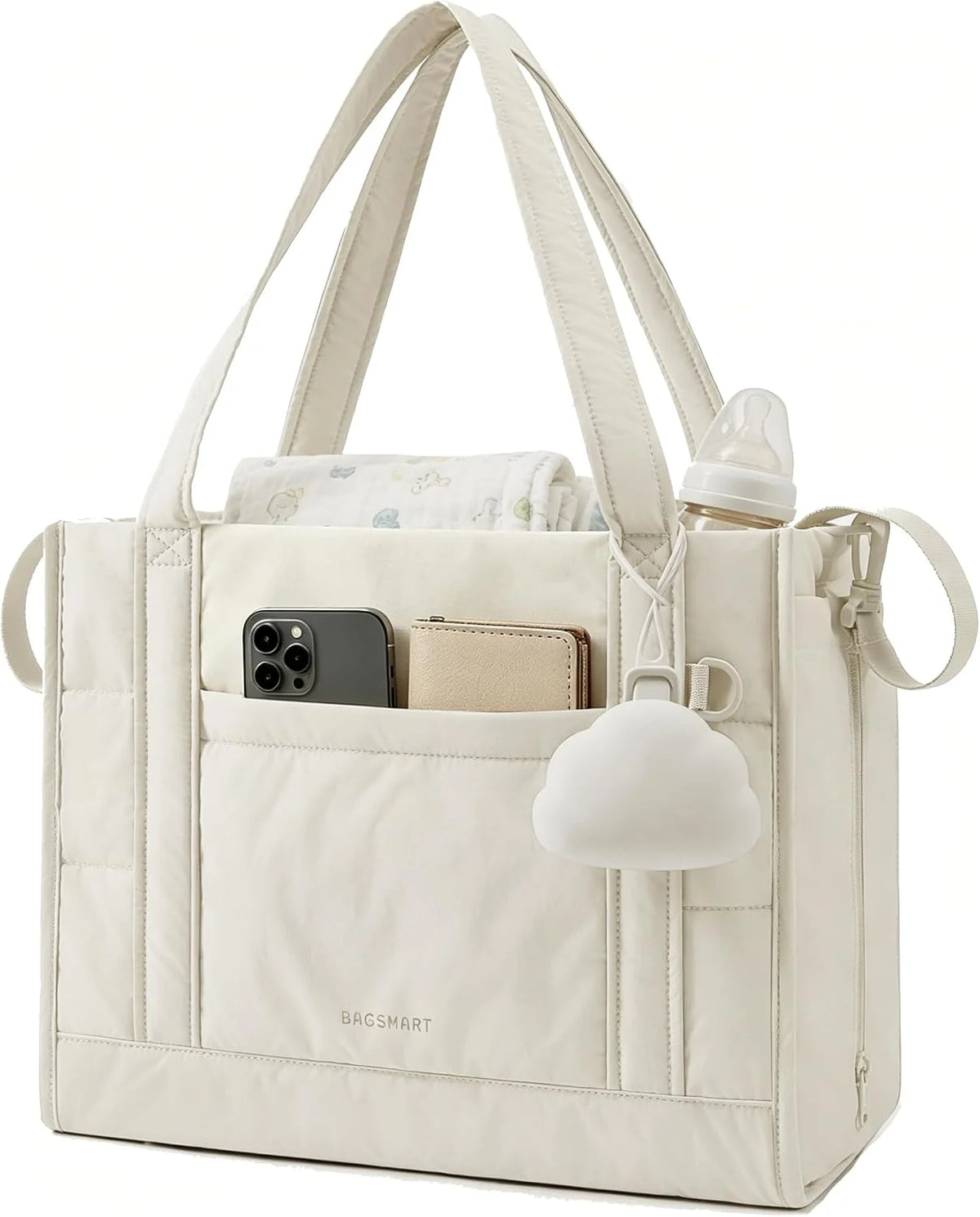 BAGSMART Diaper Bag Tote Puffer Baby Bag Lightweight for Travel, Work