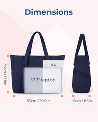 BAGSMART Crush Tote Bag for Women, 20L Puffer Work Tote with Zipper, Travel Essentials Quilted Nurse Hospital Bag