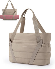 BAGSMART Tote Bag for Women with Zipper and Yoga Mat Straps