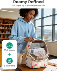 BAGSMART College Laptop Backpack,Cute Travel Backpack for Women,Quilted Computer Bookbag