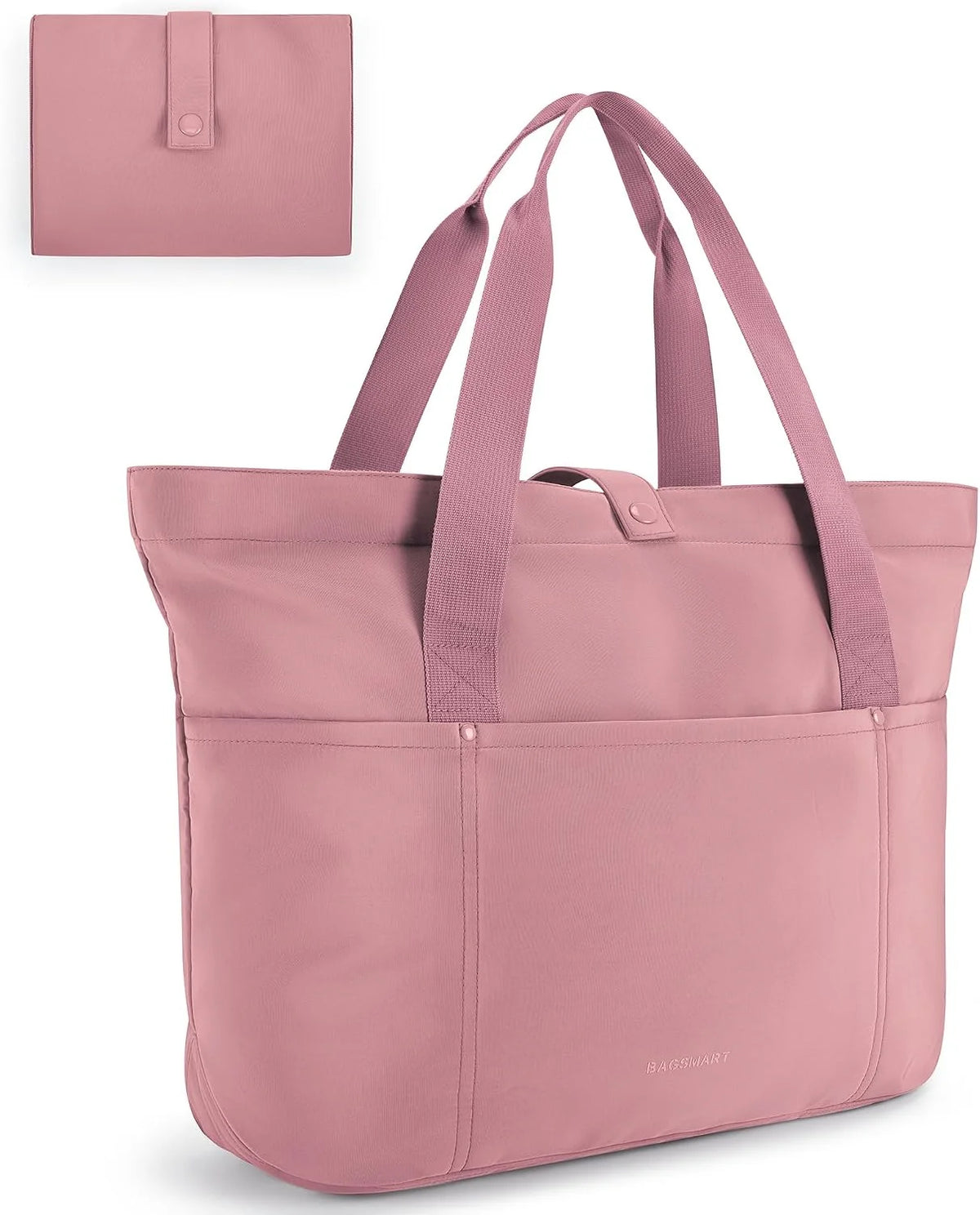 BAGSMART Tote Bag for Women, Foldable Tote Bag With Zipper Travel Shoulder Bag Handbag for Work