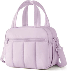 BAGSMART Cute Puffy Lunch Bag for Women Insulated Lightweight Tote Lavender