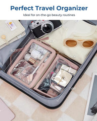 BAGSMART Clear Makeup Bag Set, TSA Approved Toiletry Bag, Clear Travel Bags for toiletries, Cosmetic Bags with Zipper, Makeup Organizer Bags Fit Carry-on Travel Essentials, Nude Pink