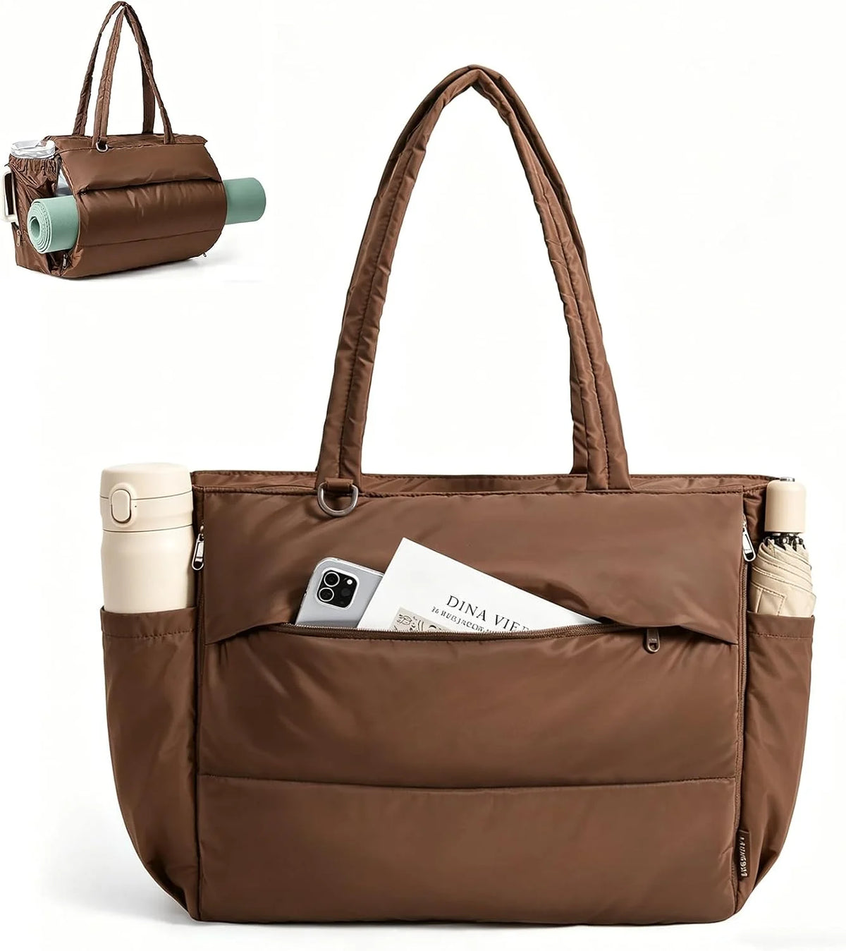 BAGSMART Yoga Pilates Tote Bag for Women with Knotted Handle, Gym Bag