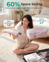 BAGSMART 6 Set Compression Packing Cubes with Fillable Neck Pillow