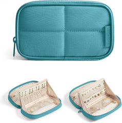 BAGSMART Travel Jewelry Case 180° Flat Open Puffer Dual-Compartment, Green