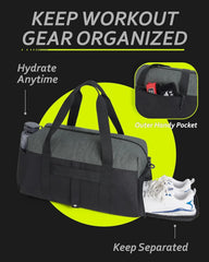 BAGSMART Gym Bags for Men Women, Foldable Travel Duffle Bag, Lightweight Weekender Duffel Bag With Shoe Compartment, Water Resistant Workout Duffle Sports Bag for Travel Yoga, Black