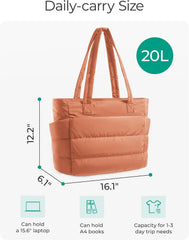 BAGSMART Puffy Tote Bag for Women, Lightweight Work Tote Handbag