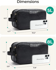 BAGSMART Large Toiletry Bag for Men, PU Leather Water Resistant, Coffee