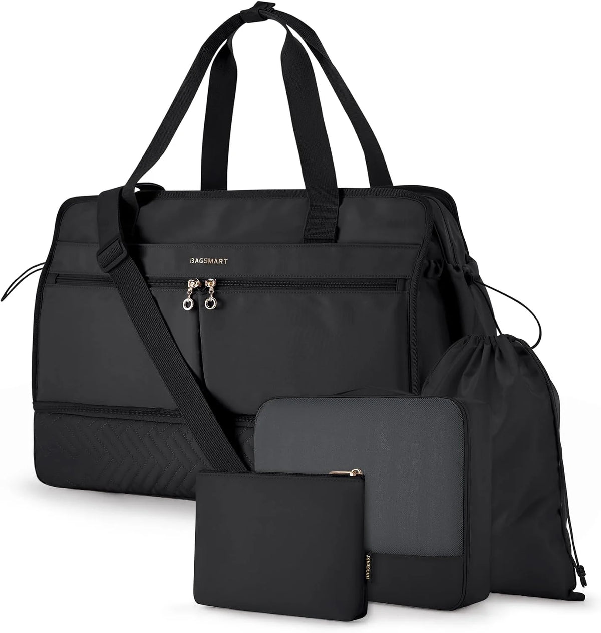 BAGSMART Women's 40L Weekender Travel Duffel Gym Bag with Shoe Compartment