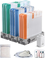 BAGSMART Travel Vacuum Bags with Rechargeable Electric Pump, 12PC Kit
