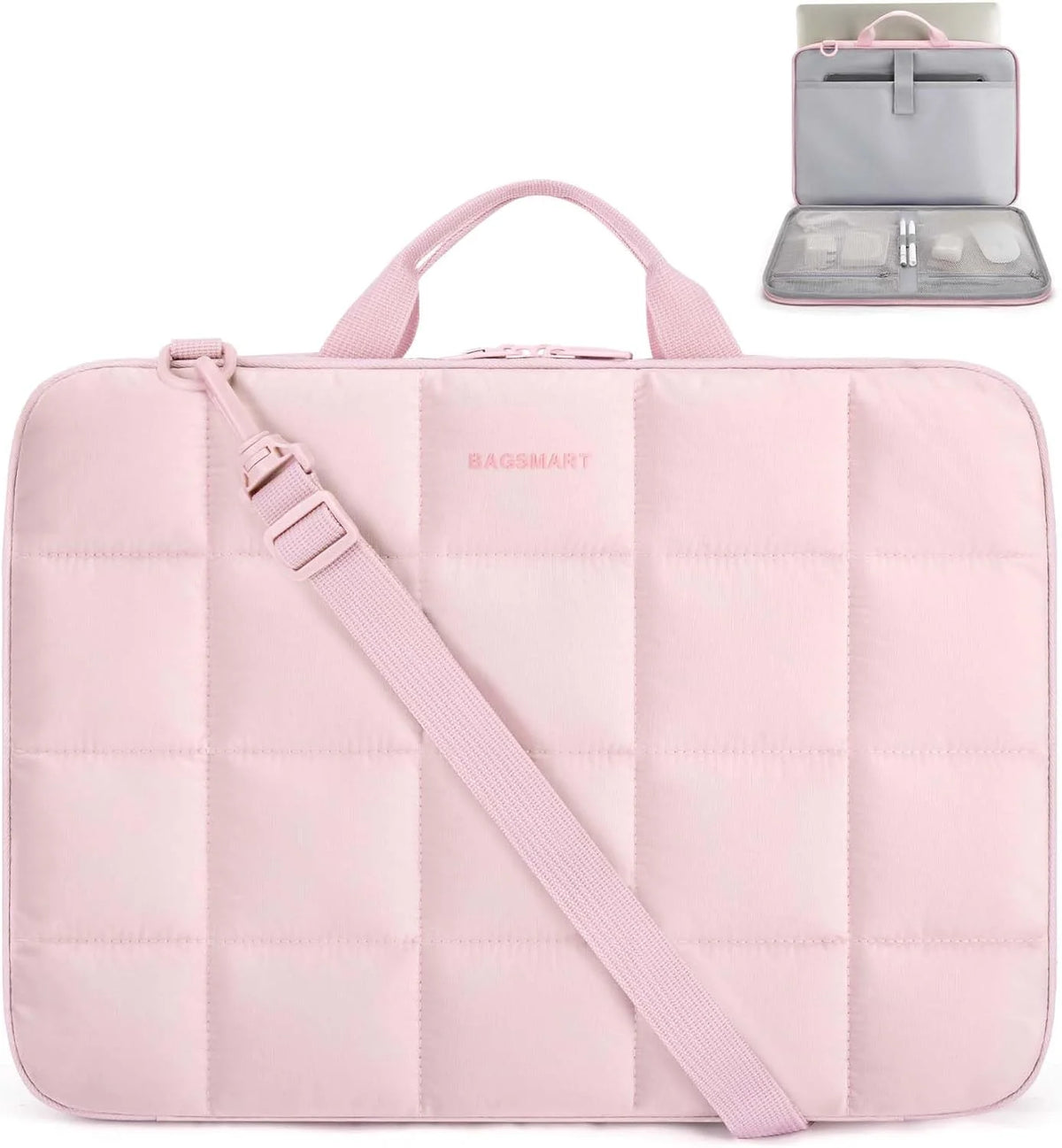 BAGSMART Laptop Case with Handle, Puffy Laptop Sleeve Bag for Women