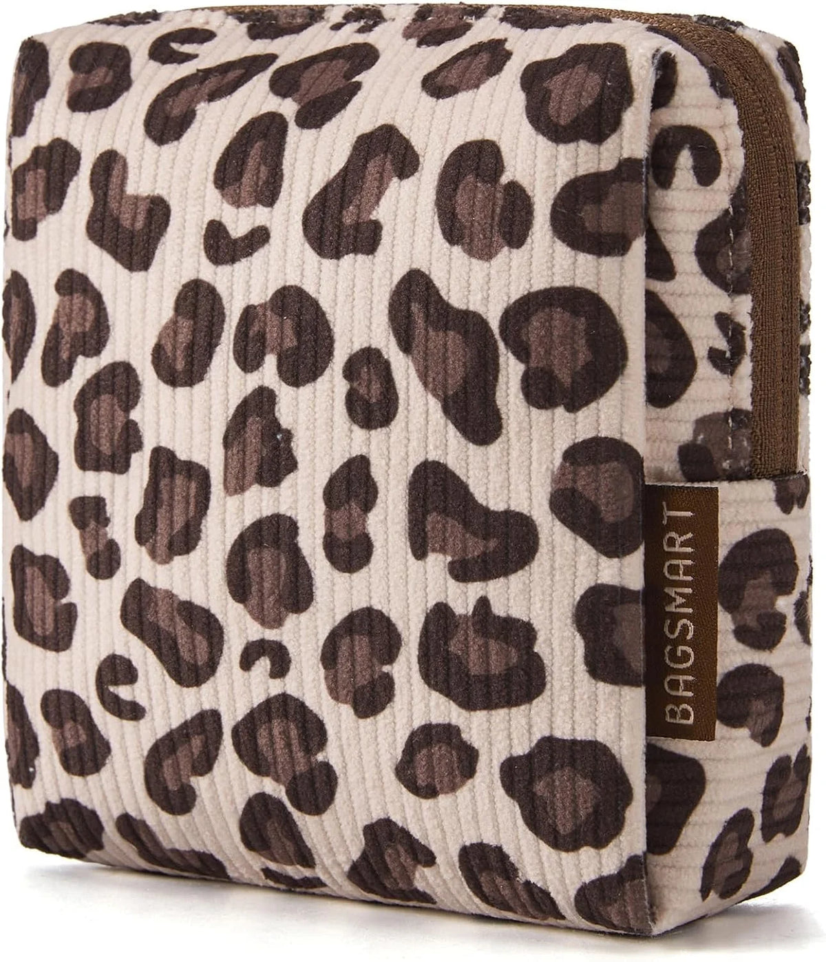 BAGSMART Small Corduroy Makeup Bag, Cosmetic Pouch for Women with Pocket