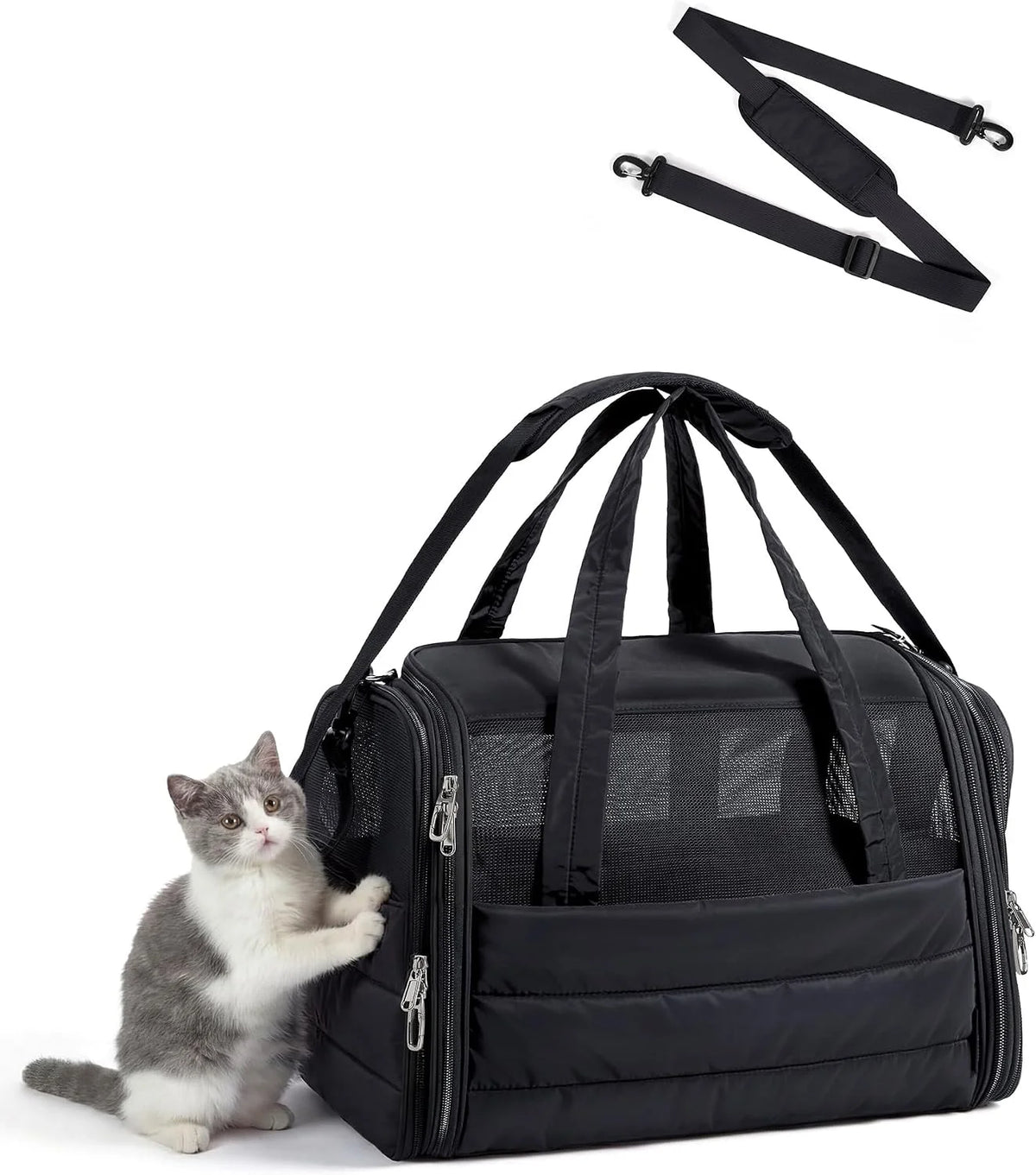 BAGSMART Cat Carrier Soft-Sided Puffy Quilted Collapsible Pet Travel Bag