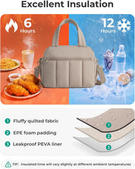 BAGSMART Cherry Puffy Lunch Bag for Women Insulated Lightweight Carrier