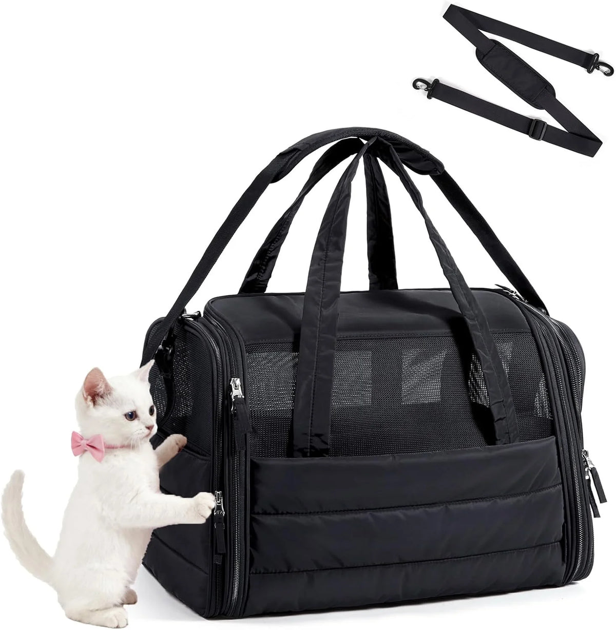 BAGSMART Cat Carrier Soft-Sided Puffy Quilted Collapsible Pet Travel Bag