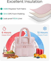 BAGSMART Lunch Bag Women, Double Deck Insulated Lunch Box, Clay Orange