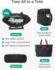 BAGSMART Gym Tote Bag for Women, 24L/28L Travel Tote Yoga Mat Bag