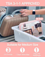 BAGSMART Clear Toiletry Bag 2-Pack TSA Approved Water-Repellent, Pink