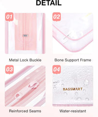 BAGSMART Clear Toiletry Bag 2-Pack TSA Approved Water-Repellent, Pink