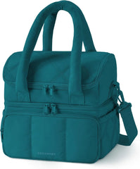 BAGSMART Lunch Bag Women, Double Deck Insulated Lunch Box, Teal