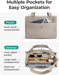 BAGSMART Small Tote Bag for Women, Work Teacher Bag with Zipper Closure