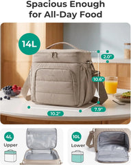 BAGSMART Puffy Insulated Lunch Bag, Lightweight Large 14L Double Deck