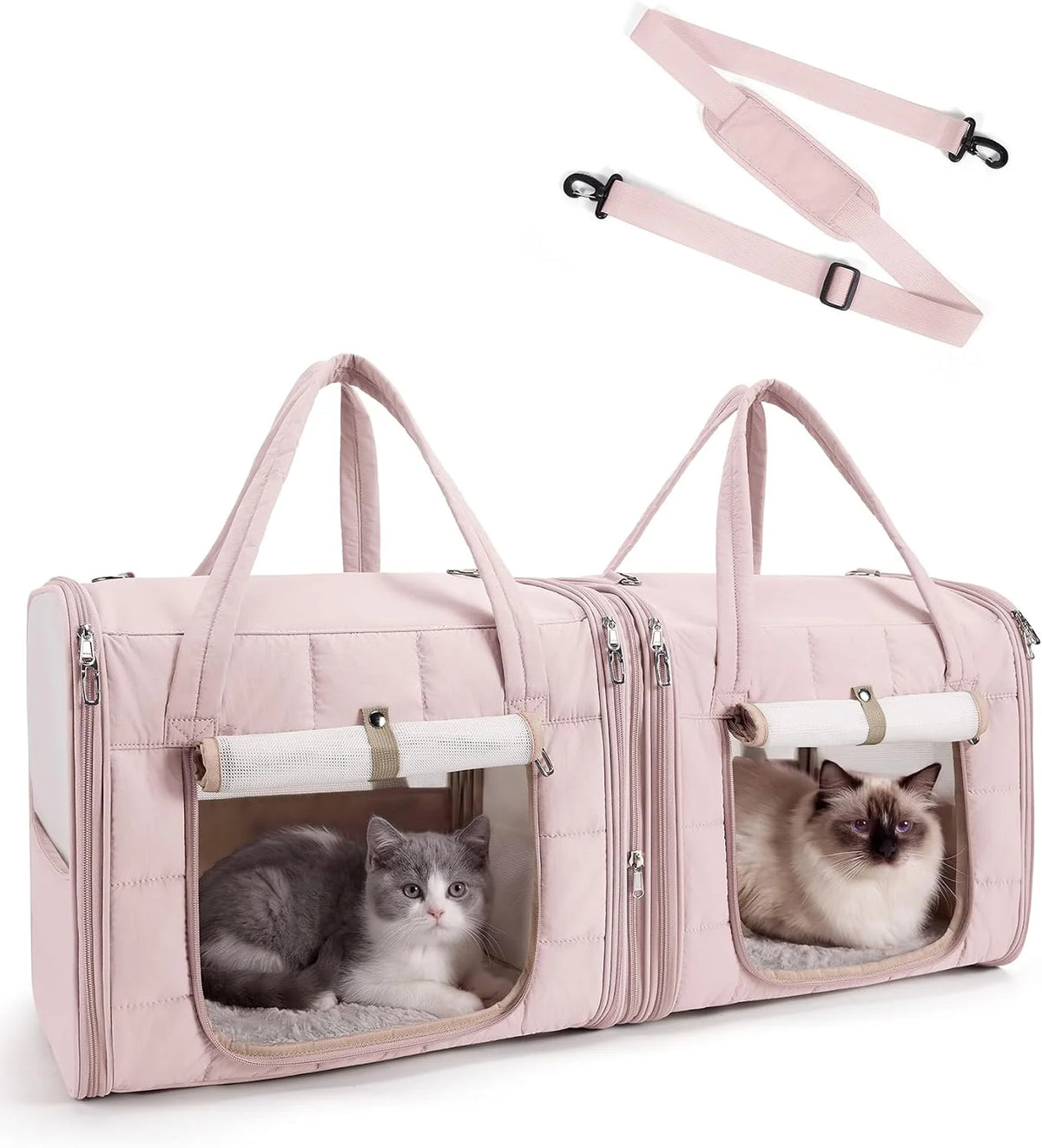 BAGSMART Double Cat Carrier for 2 Cats, Large Soft Pet Carriers for Travel