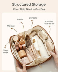 BAGSMART Makeup Bag Travel Cosmetic Bag,Women Toiletry Case, Brushes, Pink