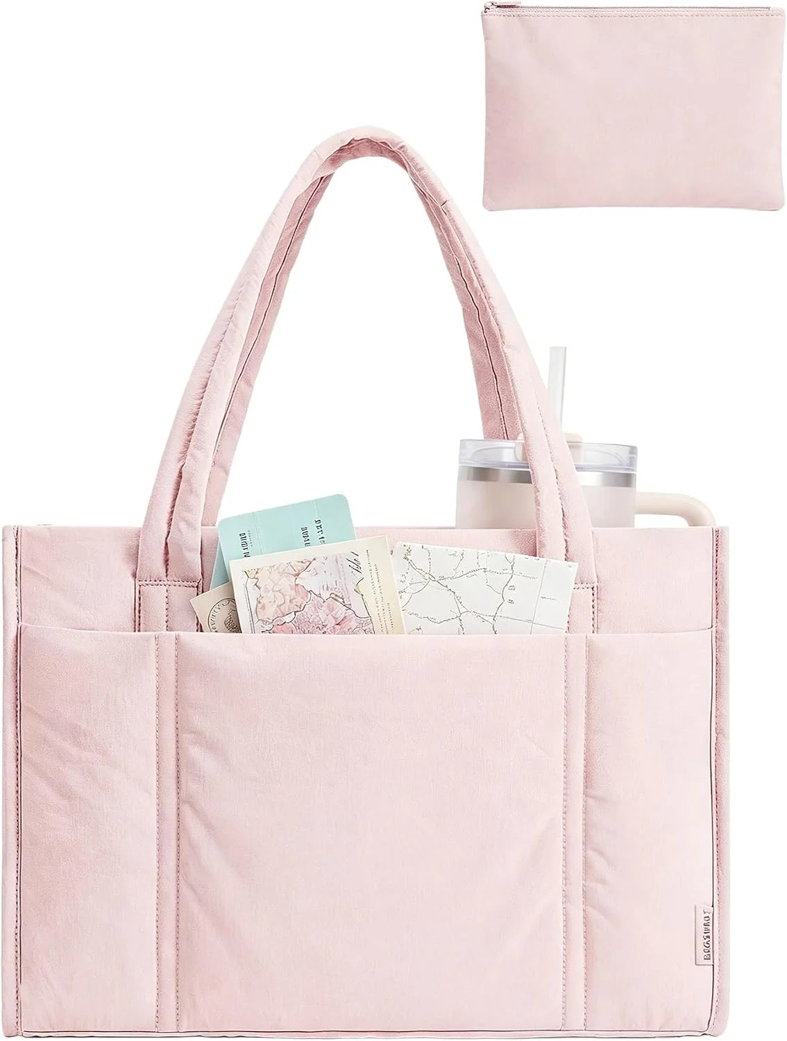 BAGSMART Puffer Tote Bag for Women, 21L/26L Work Tote Shoulder Handbag