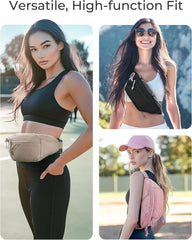 BAGSMART Fanny Packs for Women, Belt Bag for Traveling Hiking, Black