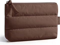 BAGSMART Slim Makeup Pouch, 1.6" Thin Puffy Cosmetic Bag for Purse