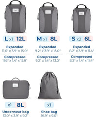 BAGSMART Compression Packing Cubes, 6 PCS Packing Cubes for Suitcases, Travel Bags Organizer for Luggage, Lightweight Packing Cube for Travel Essentials