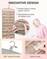 BAGSMART Hanging Jewelry Organizer, Necklace Holder Anti-tangle, Large Grey