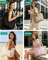 BAGSMART Tote Bag for Women, Puffer Tote Bag for Work Large Shoulder Bag