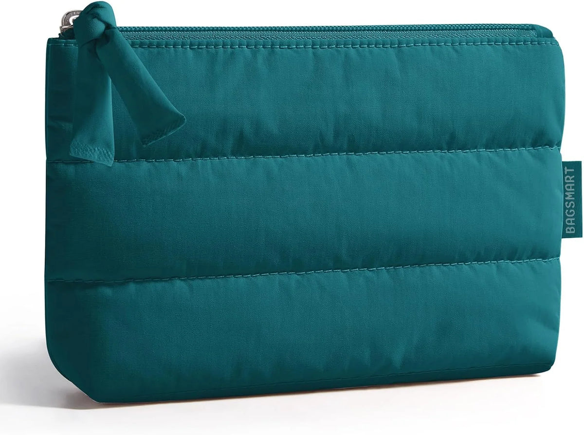 BAGSMART Small Makeup Bag, Machine Washable Puffy Cosmetic Pouch