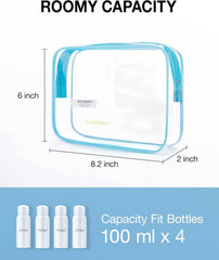BAGSMART Clear Toiletry Bag 2-Pack TSA Approved Water-Repellent, Blue