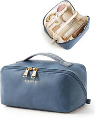 BAGSMART Makeup Bag Travel Cosmetic Bag,Toiletry Case, Vintage Denim Blue
