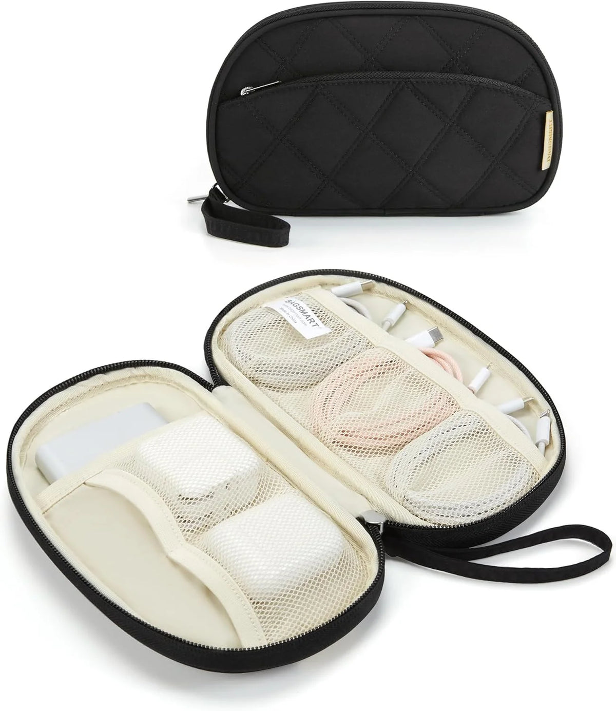 BAGSMART Electronics Organizer Travel Case for Cords Chargers Phones, Black