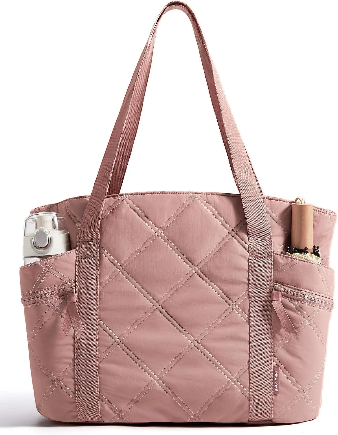 BAGSMART Crush Tote Bag for Women, 20L Puffer Work Tote with Zipper