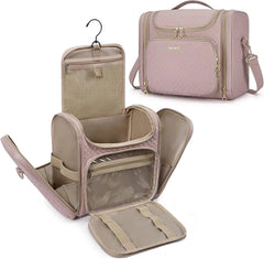 BAGSMART Women's Travel Toiletry Bag, Water-resistant Large Capacity, Pink