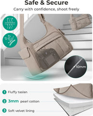 BAGSMART 2 in 1 Puffy Camera Bag for Photographer Everyday Shoulder Bag